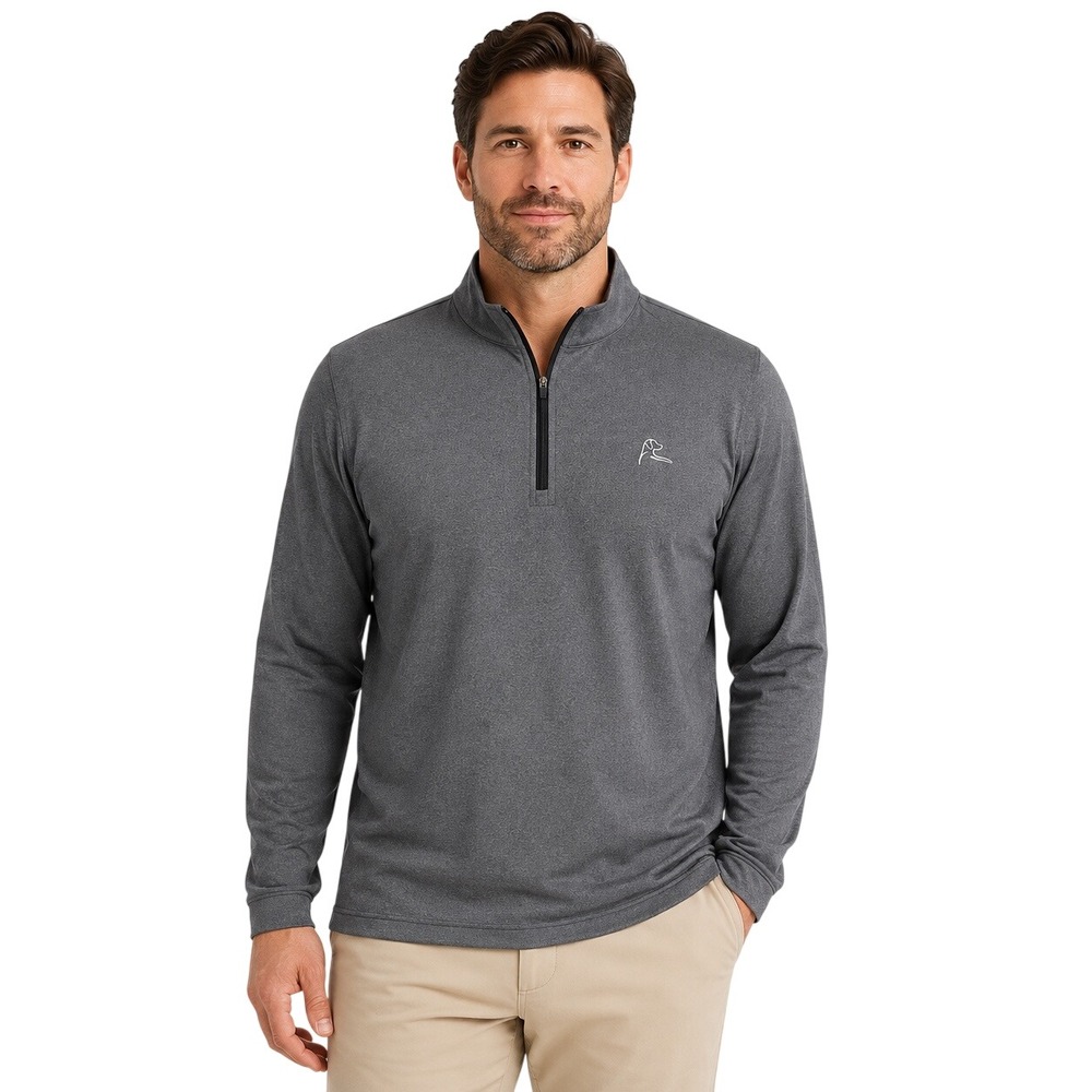 Rhoback Heather Performance Q-Zip Mens XL Mason Grey Golf Pullover Stretch